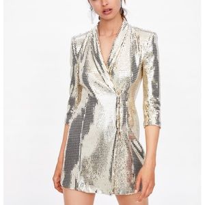 Gold Sequin Tuxedo Dress